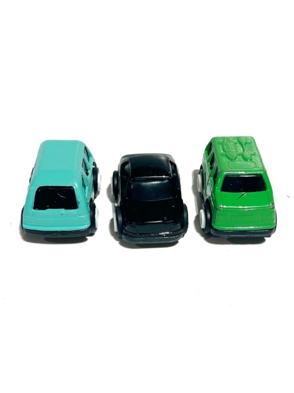 Schylling Miniature Die Cast Model Toy Cars Green Black Cyan Blue Van Pull Back